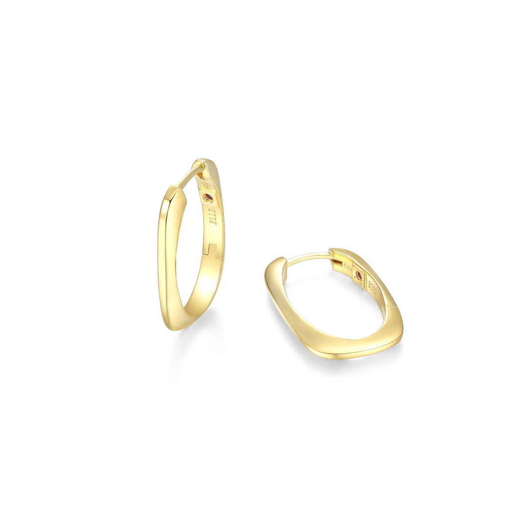 ELLE Yellow Gold Plated Sterling Silver 25x16mm Rectangular Hoop Earrings