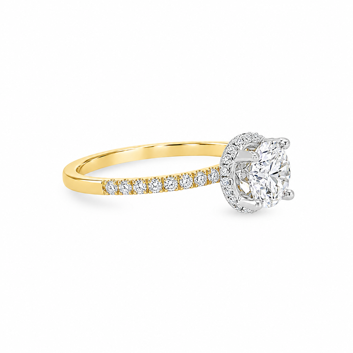 Women's 18K Yellow And White Gold Hidden Halo 0.24 CTW Diamond Semi-Mount Engagement Ring