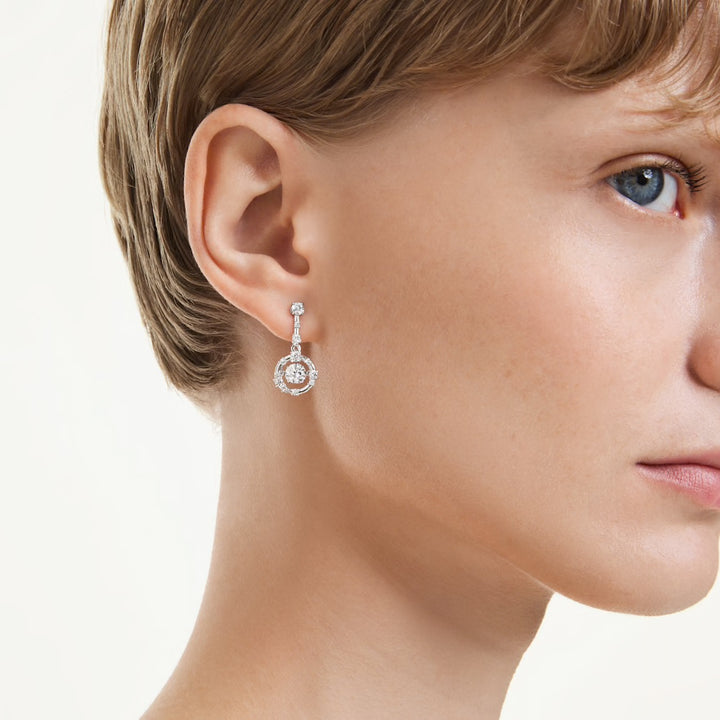 Swarovski Constella Rhodium Plated Drop Earrings With Clear Cubic Zirconia 5738194