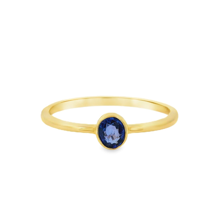 14K Yellow Gold 4x3mm Sapphire Ring