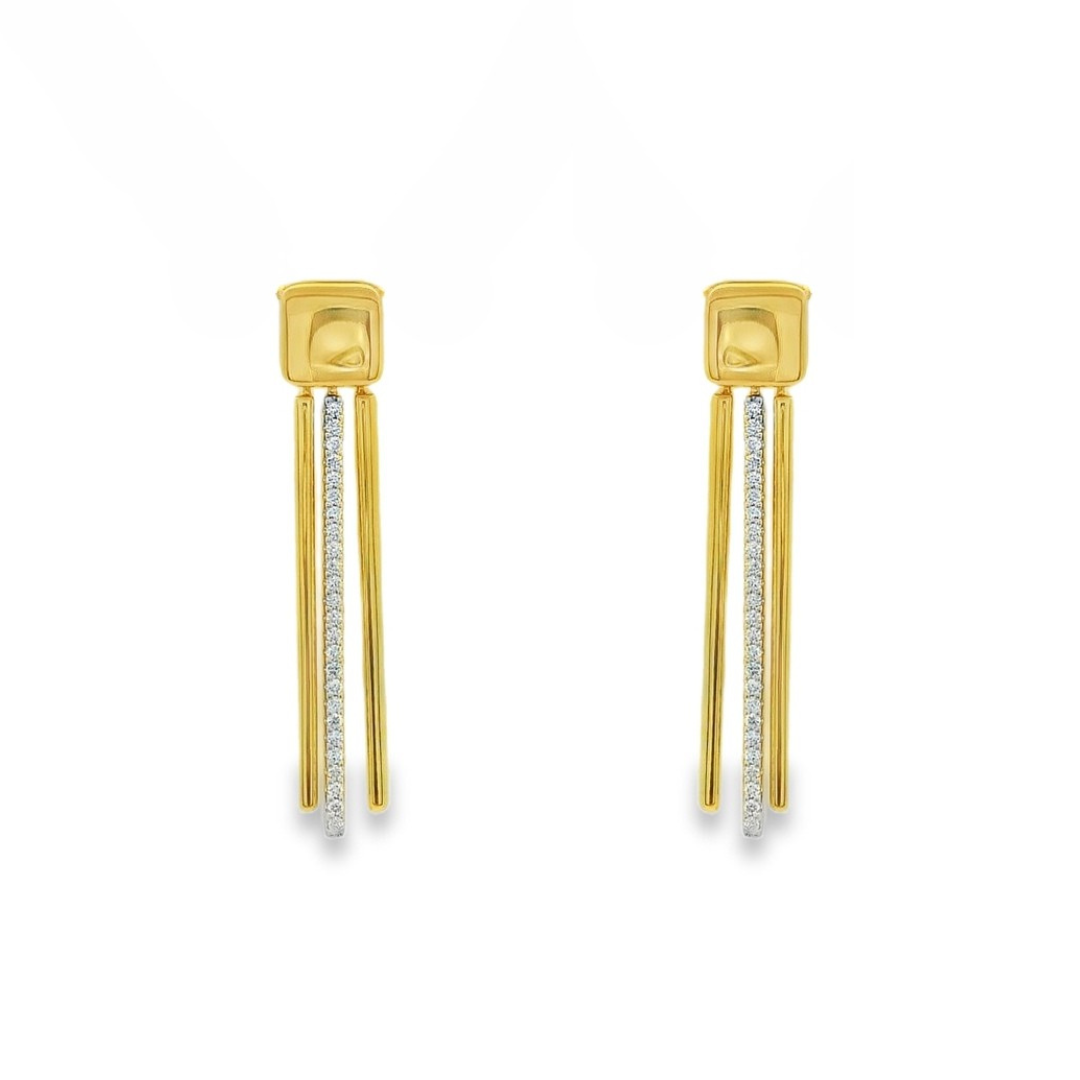 14K Yellow And White Gold 0.15 CTW Diamond Drop Earrings