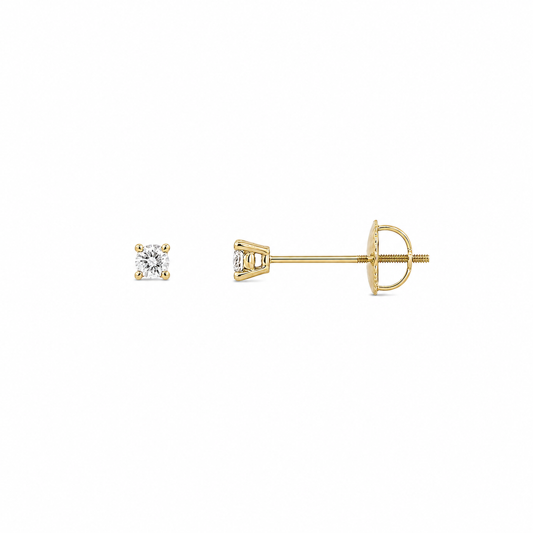 14K Yellow Gold 0.10 CTW LAB Grown Diamond Stud Earrings