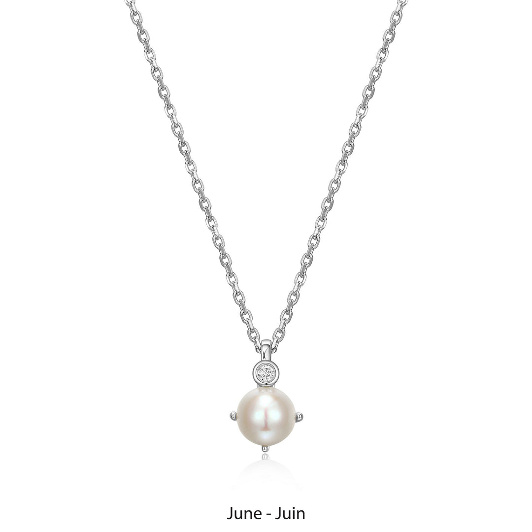 Elle Silver Birthstone - June Necklace