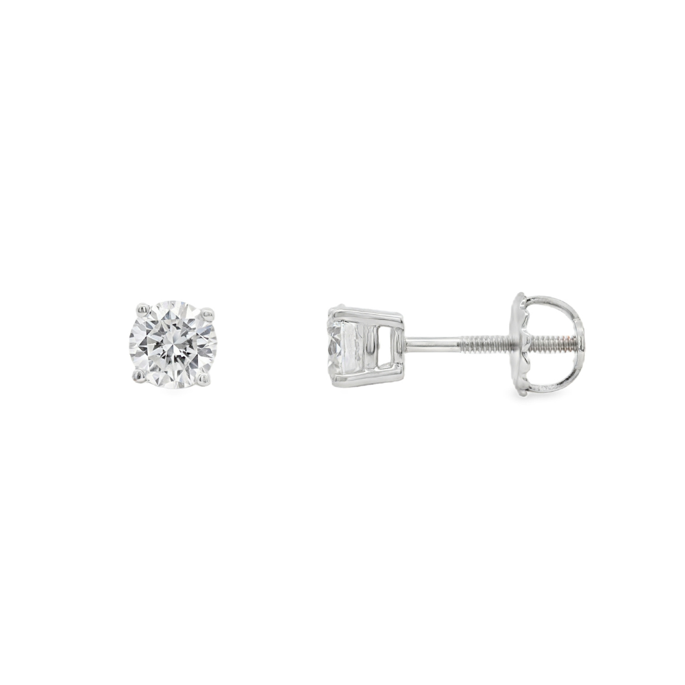 14K White Gold 0.91 CTW Diamond Stud Earrings