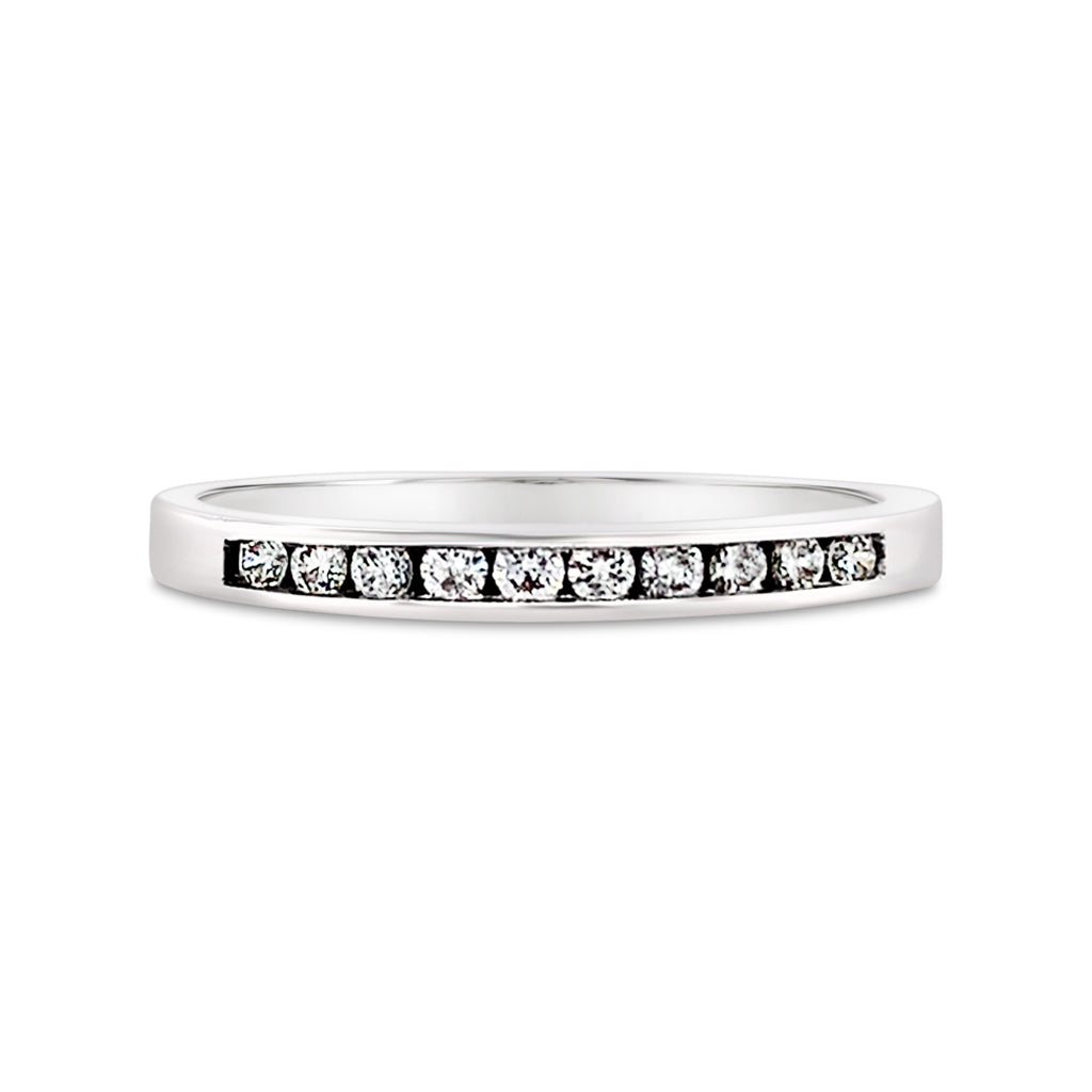 Women's 14K White Gold 0.15 CWT Channel Set Diamond Anniversary Ring