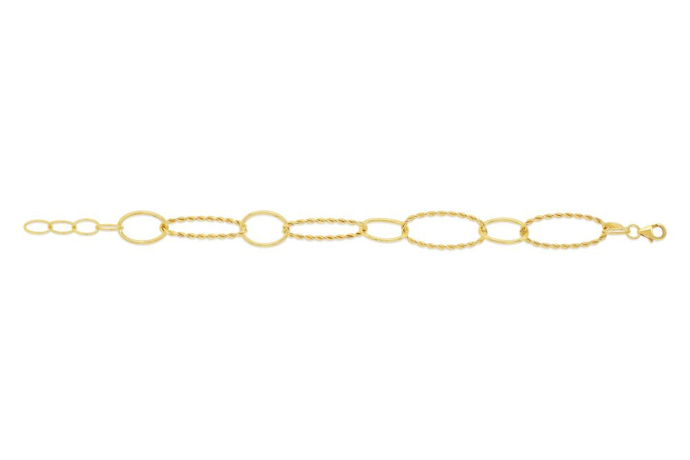 sempreORO Sterling Silver 14 Karat Gold Bonded Large Oval Link Bracelet
