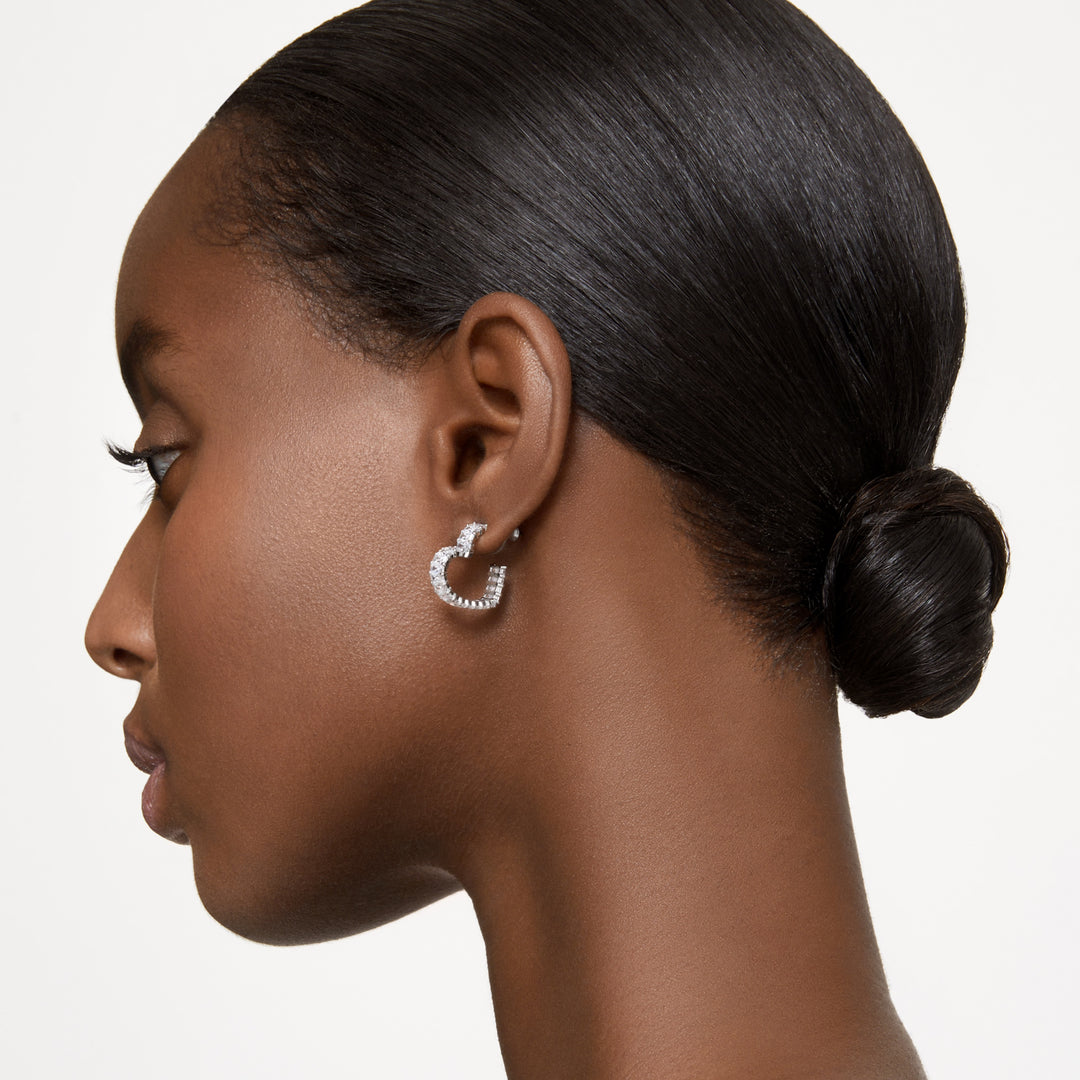 Swarovski Matrix Rhodium Plated Hoop Earrings With Clear Zirconia's 5653170