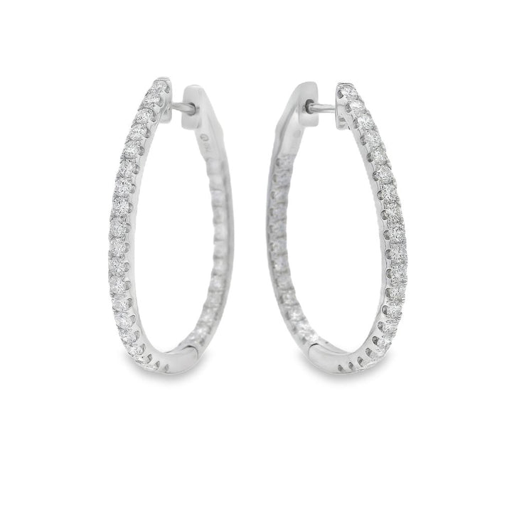 18K White Gold 1.86 CTW Diamond U-Shaped Hoop Earrings