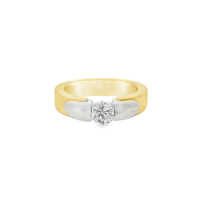 18K Yellow Gold & Platinum Round 0.53 CT Solitaire Diamond Engagement Ring