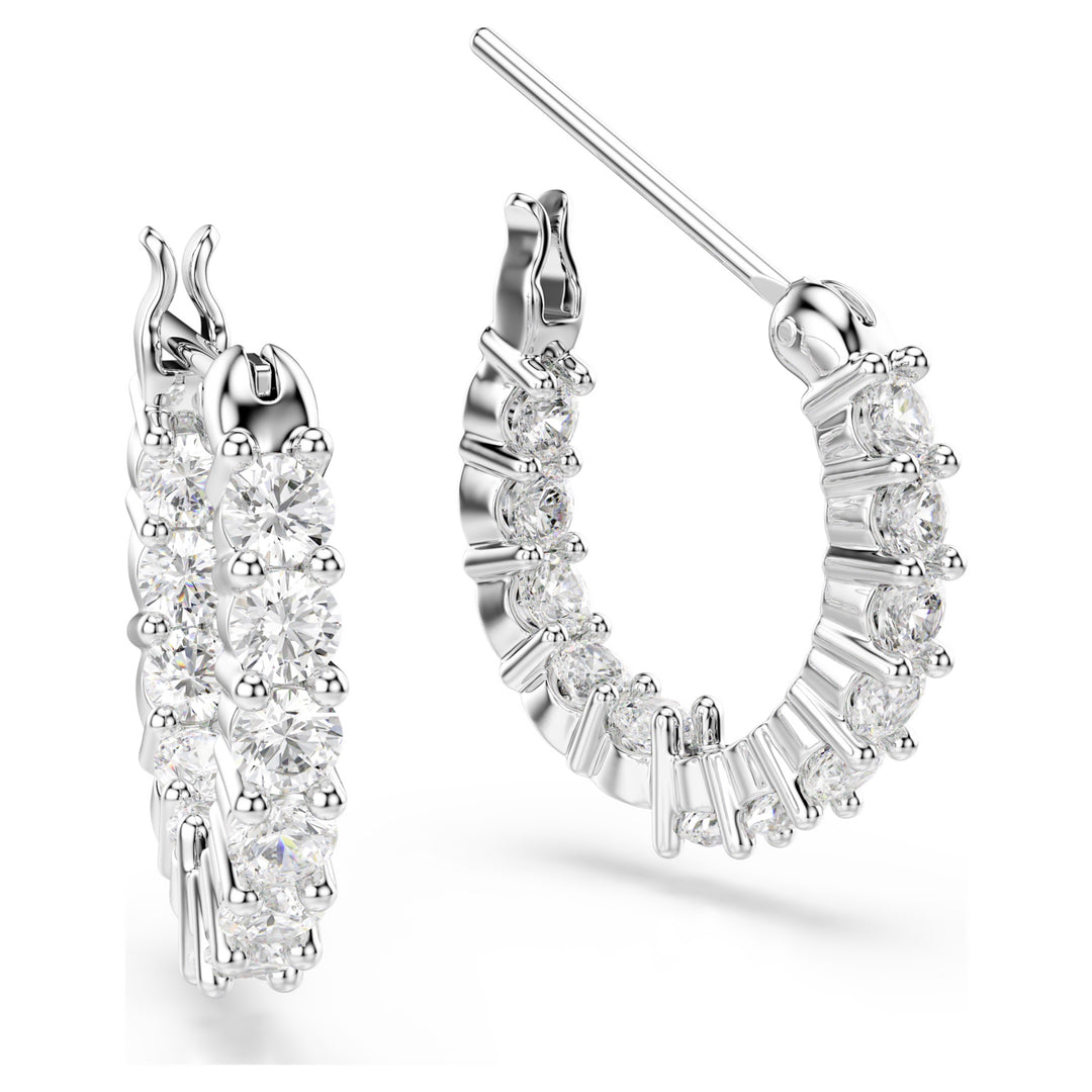 Swarovski Matrix Vittore Rhodium Plated Hoop Earrings With Clear Crystals 5562126