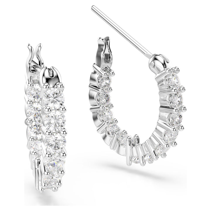 Swarovski Matrix Vittore Rhodium Plated Hoop Earrings With Clear Crystals 5562126