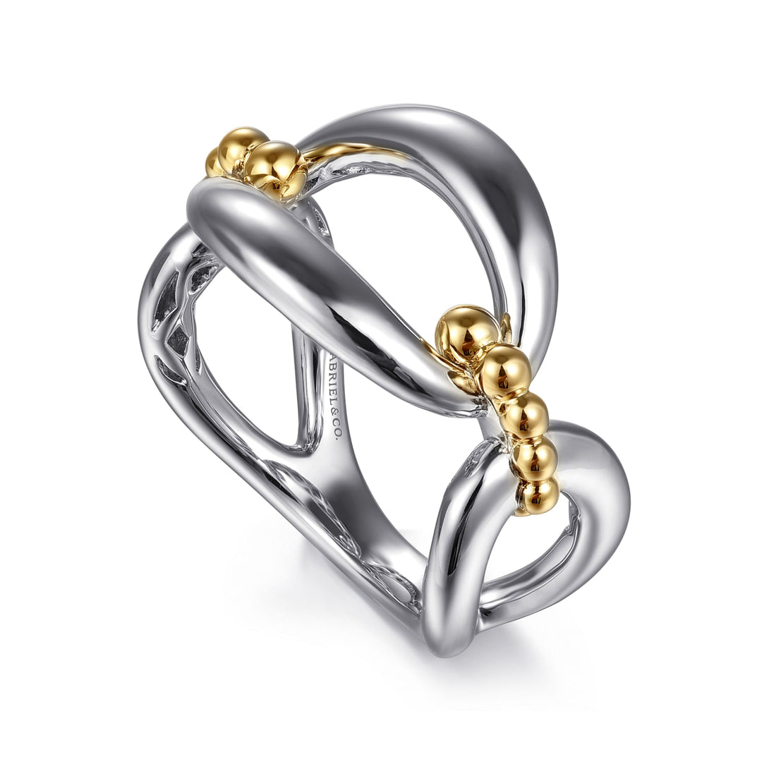 Gabriel & Co. Sterling Silver And 14K Yellow Gold Oval Open Ring