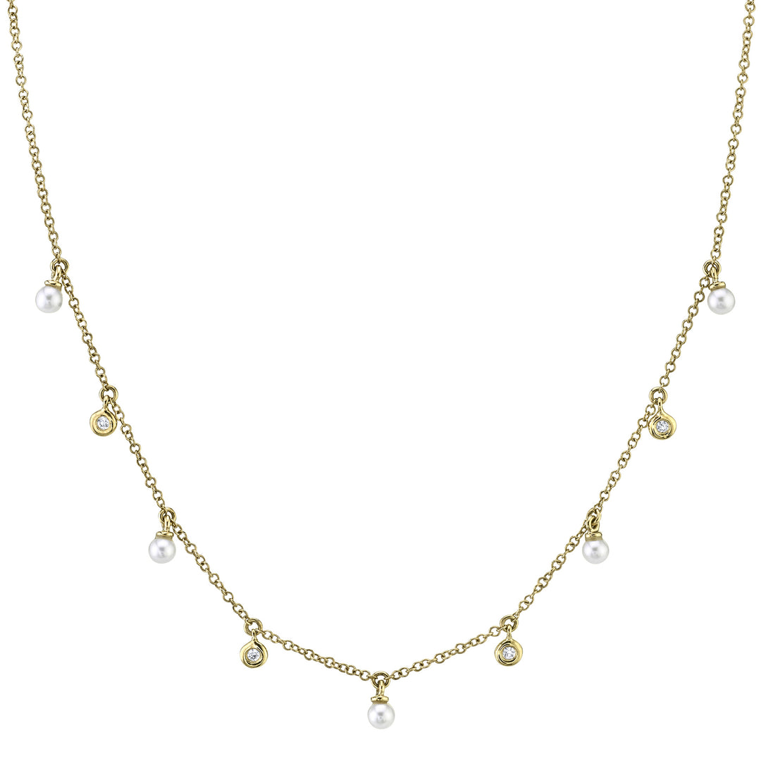 Women's 14K Yellow Gold Shy Creation Fashion 0.04 CTW Diamond Necklace With 18 Inch Chain