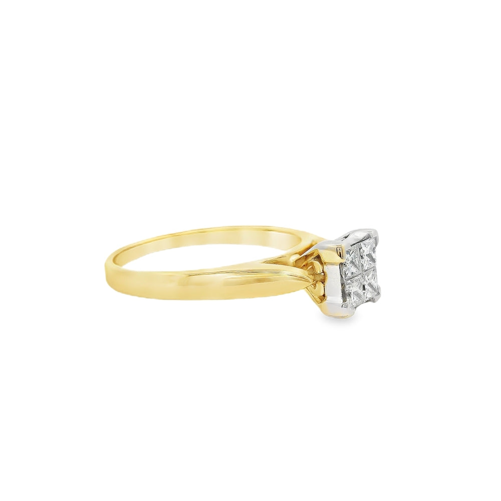 Estate - 18K Yellow And White Gold 0.35 CTW Diamond Engagement Ring, Size 5.25