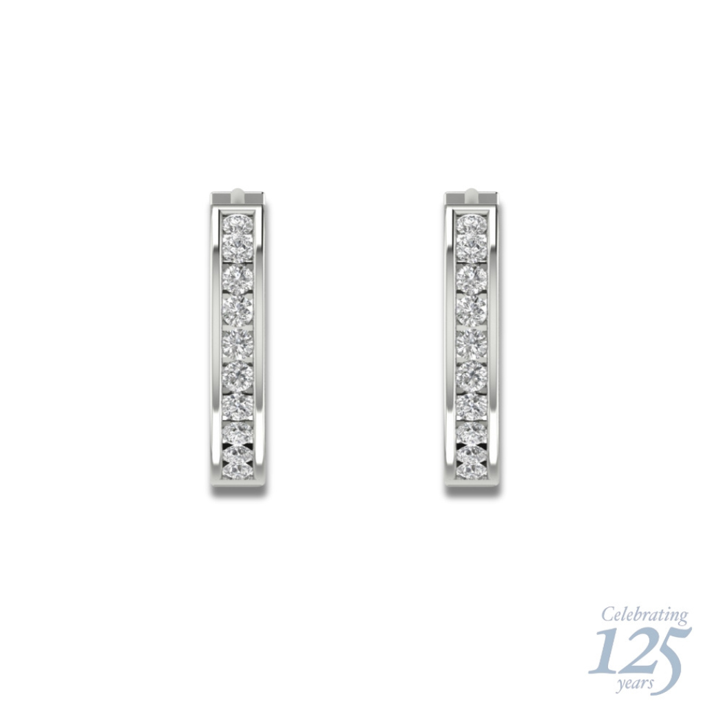 14K White Gold J.H. Young 125th Anniversary 1.26 CTW Diamond Hoop Earrings