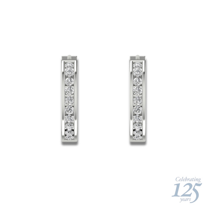 14K White Gold J.H. Young 125th Anniversary 1.26 CTW Diamond Hoop Earrings