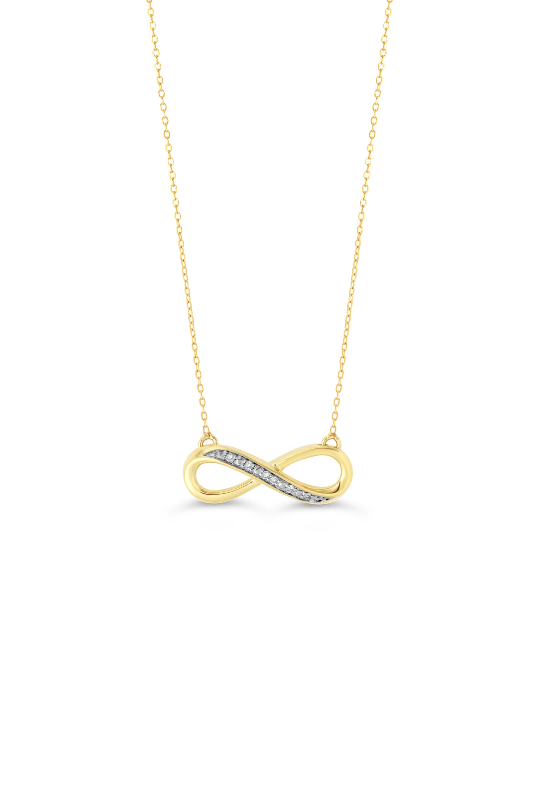 Women's 10K Yellow Gold 0.02 CTW Diamond Set Infinity Necklace With 16 Inch Chain
