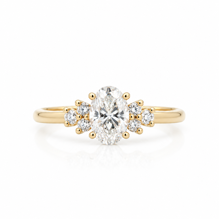 14K Yellow Gold Oval Diamond Semi-Mount Engagement Ring