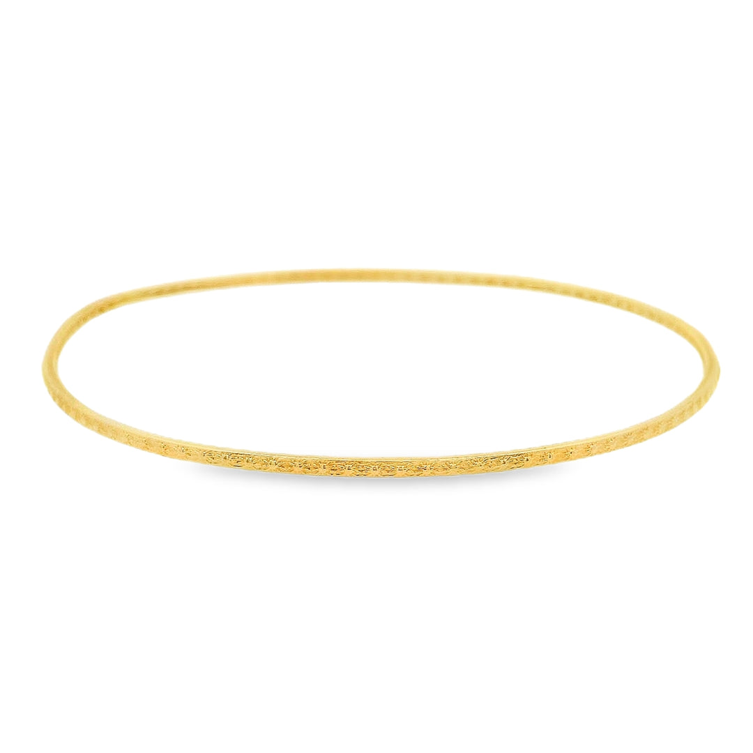 Estate - 14 Karat Yellow Gold 1.60mm Wide Patterned Slip Bangle