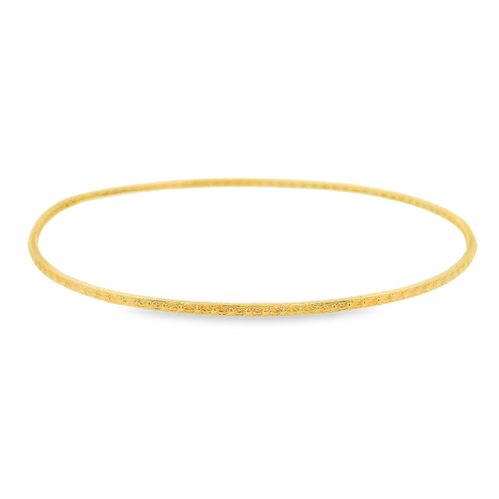 Estate - 14 Karat Yellow Gold 1.60mm Wide Patterned Slip Bangle