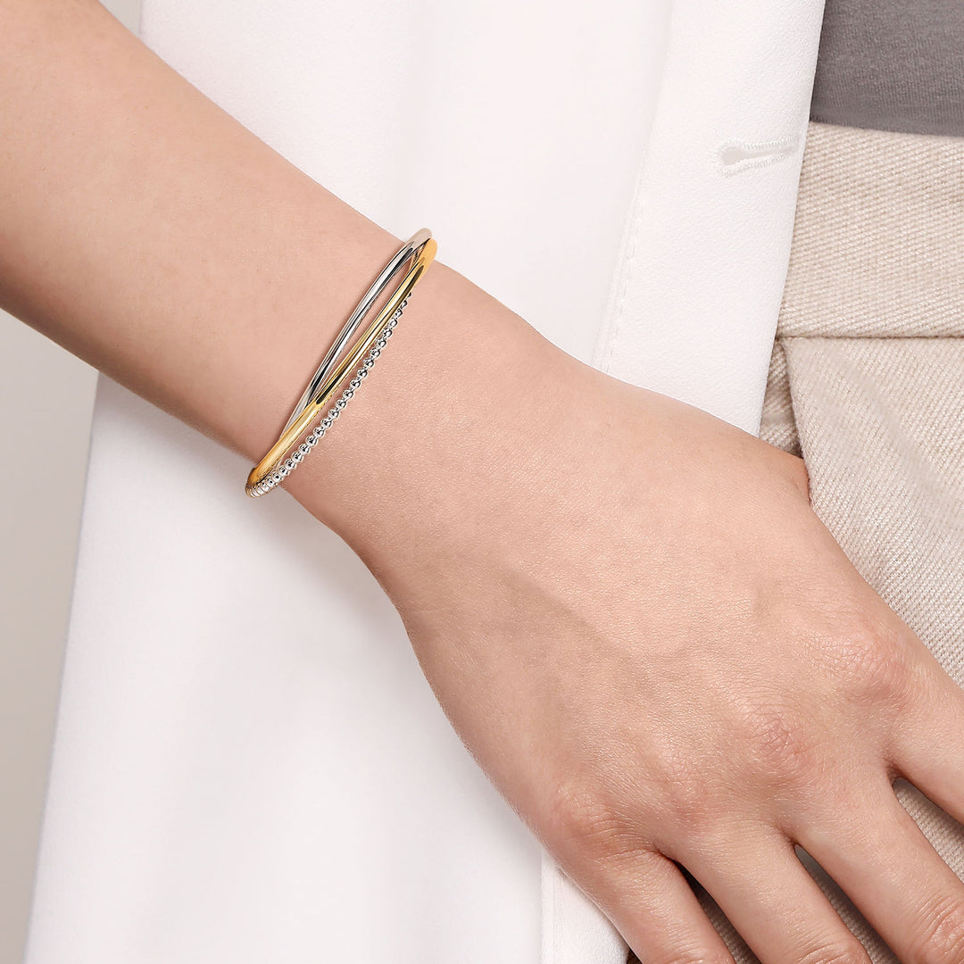 Sterling Silver With 14K Yellow Gold Gabriel & Co. Multi-Row Bangle Bracelet