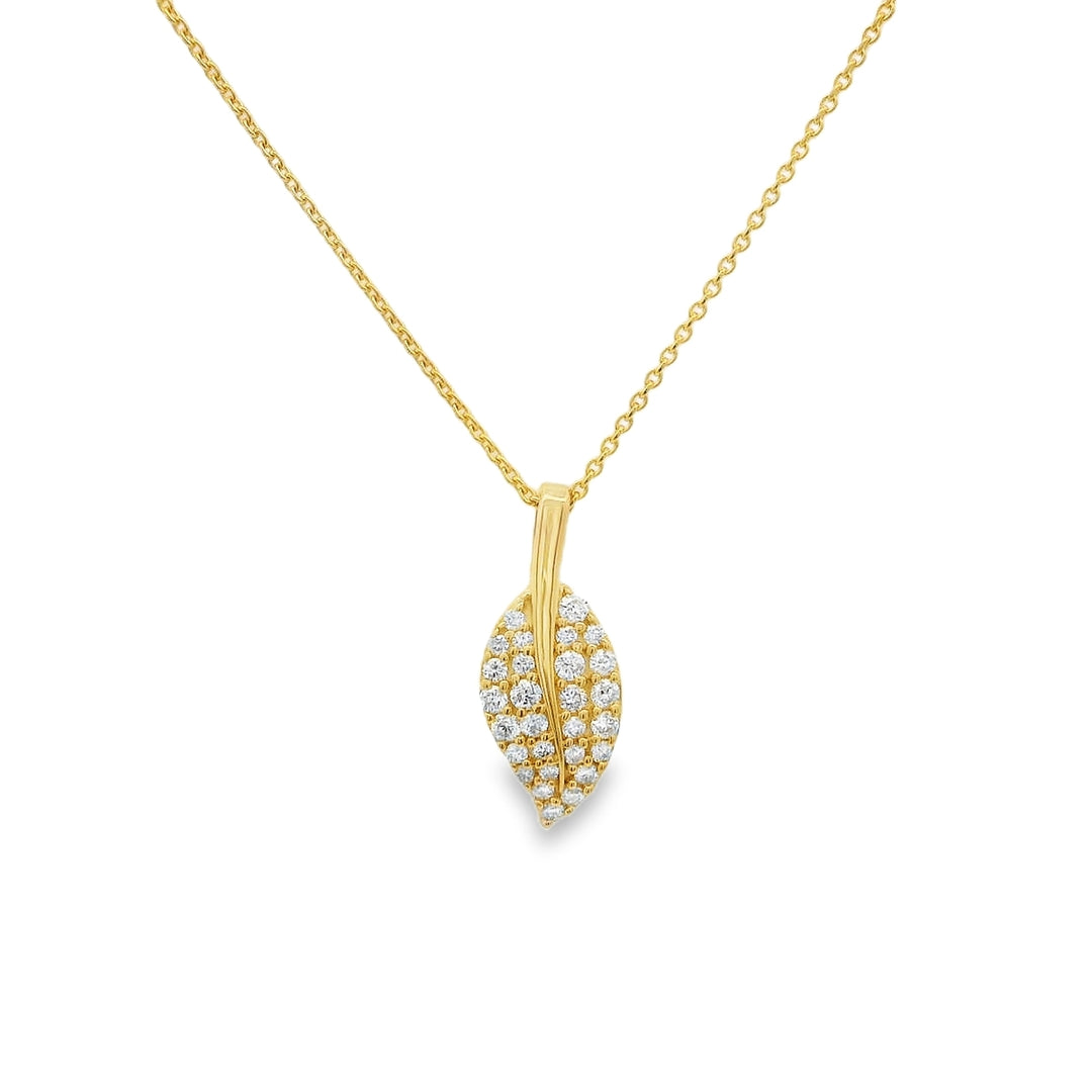 10K Yellow Gold Leaf 0.30 CTW Diamond 18" Necklace