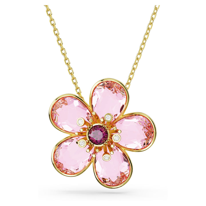 Swarovski Florere Gold-Tone Plated Flower Necklace With Pink Zirconia's 5657875