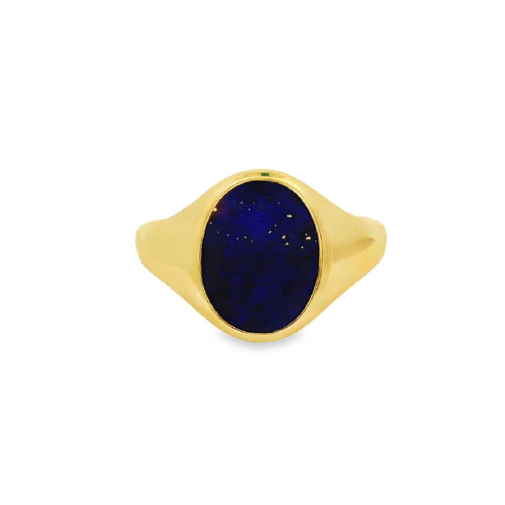 14K Yellow Gold 13x10mm Lapis-Lazuli Men's Ring