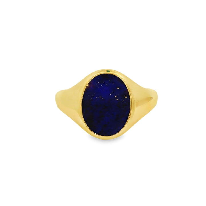 14K Yellow Gold 13x10mm Lapis-Lazuli Men's Ring