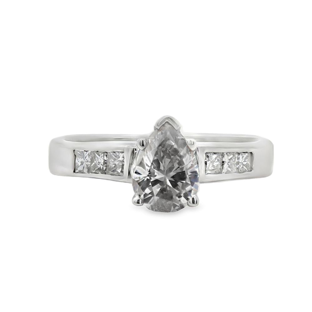 Estate - 14K White Gold 1.03 CTW Diamond Engagement Ring, Size 4 1/2