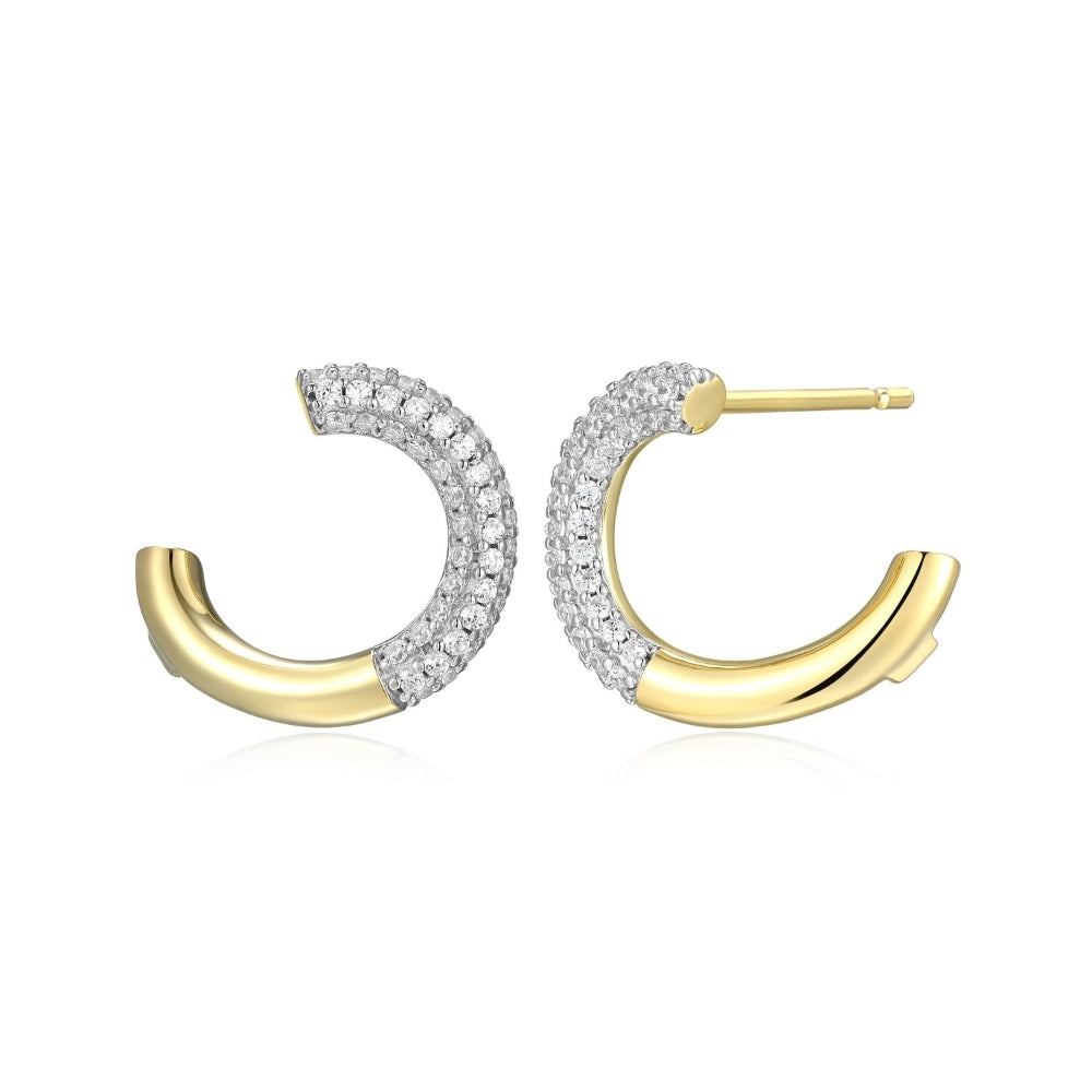 ELLE Yellow Gold Plated Sterling Silver Stud Earrings With Cubic Zirconias