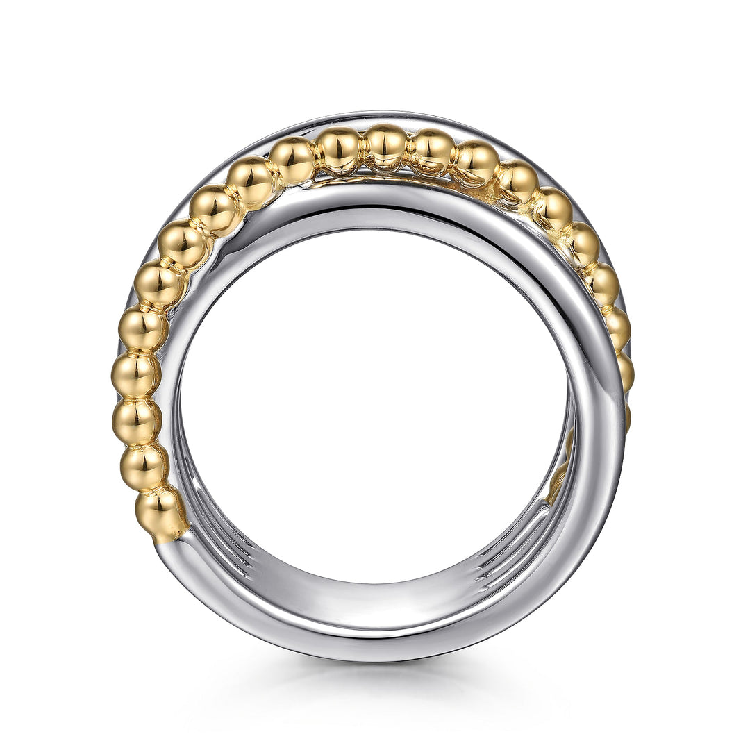 Gabriel & Co. Sterling Silver And 14K Yellow Gold Wide Criss-Cross Multirow Ring