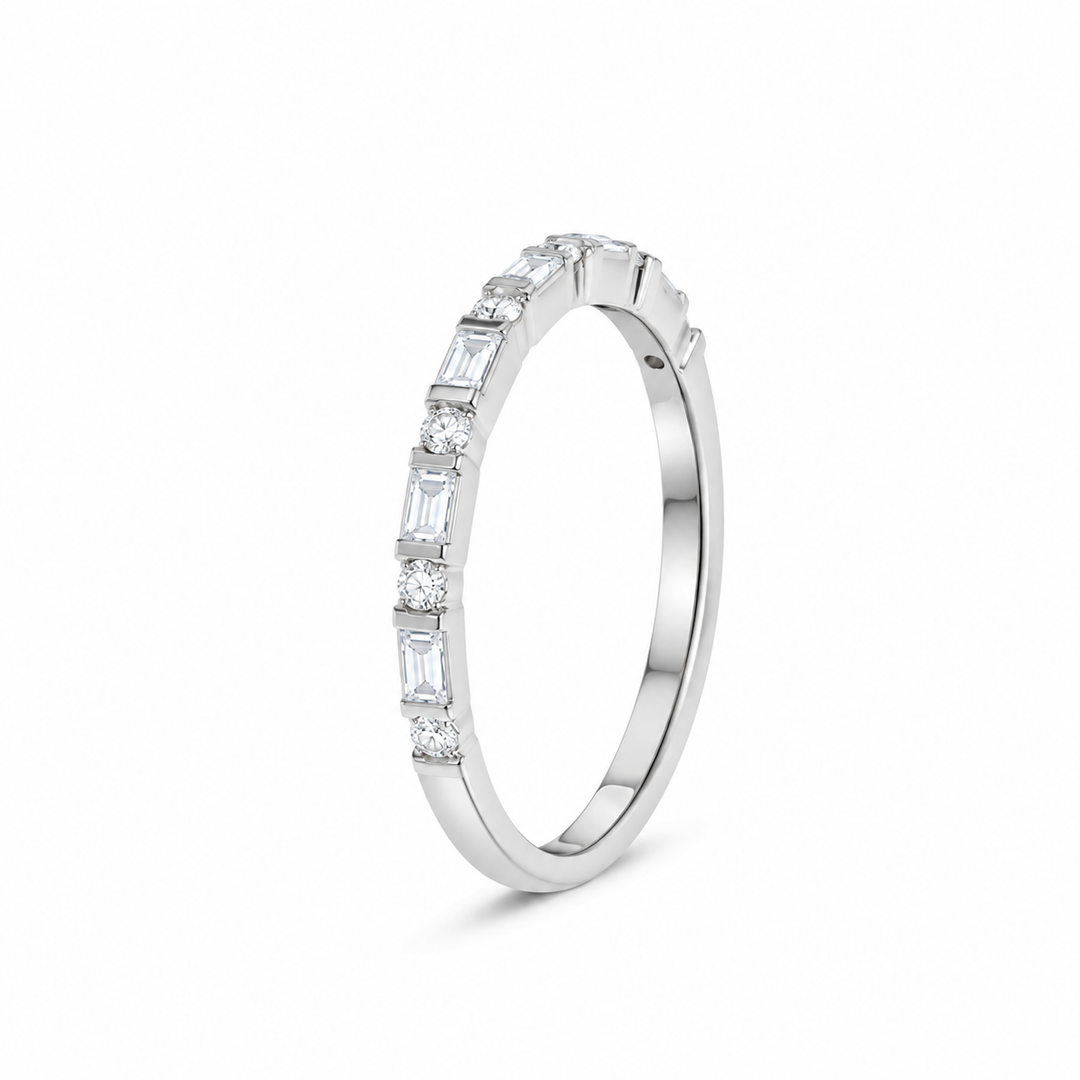 14K White Gold 0.18 CTW Baguette Diamond Band