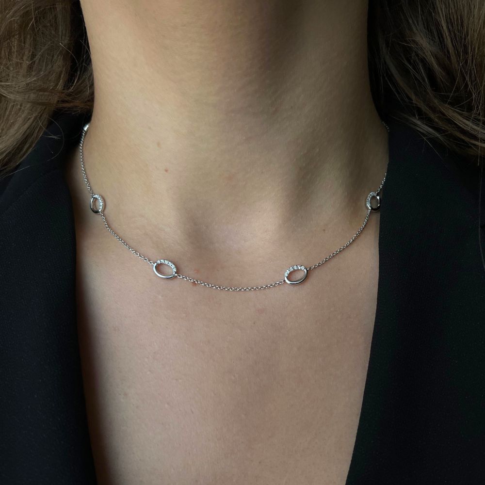 Women's 18K White Gold Simon G. Contemporary 0.4 CTW Diamond Necklace With 17 Inch Chain