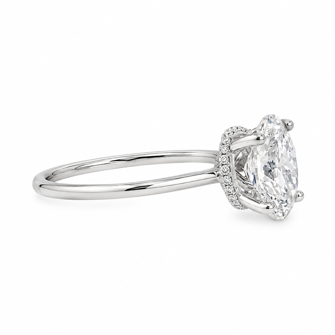 Women's 18K White Gold 0.08 CTW Diamond Hidden Halo Semi-Mount Engagement Ring
