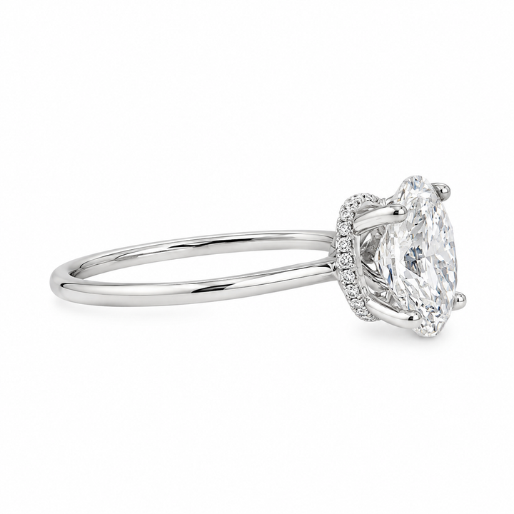 Women's 18K White Gold 0.08 CTW Diamond Hidden Halo Semi-Mount Engagement Ring