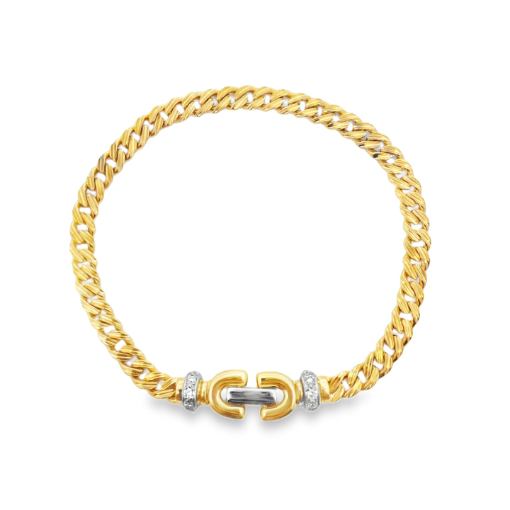 Estate - 18 Karat Yellow And White Gold 0.20 CTW Diamond Set 7.5" Bracelet