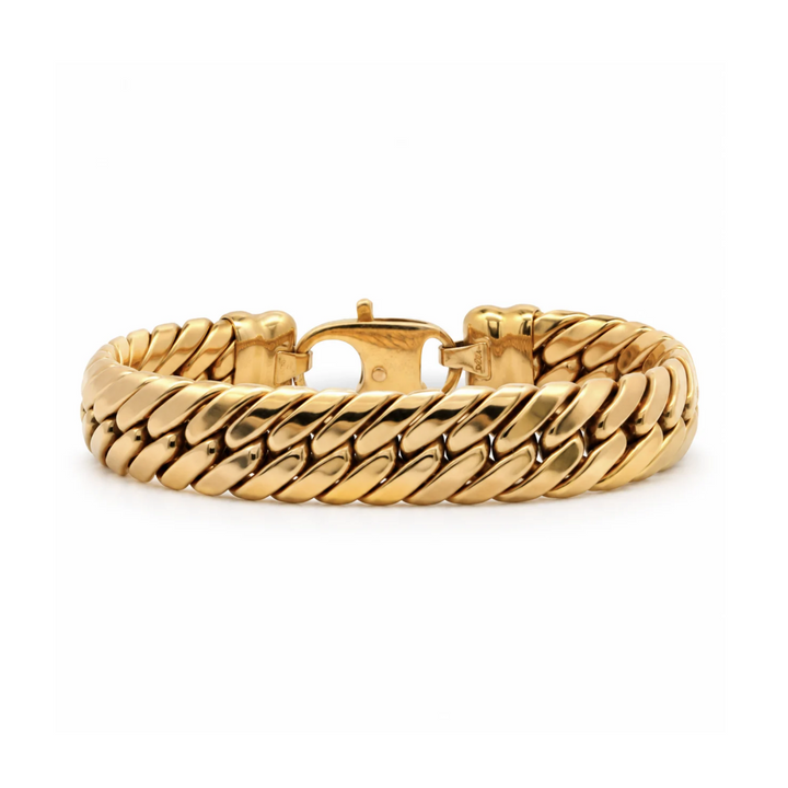 Estate - 14 Karat Yellow Gold Hollow Tight Curb Link 7.25" Bracelet