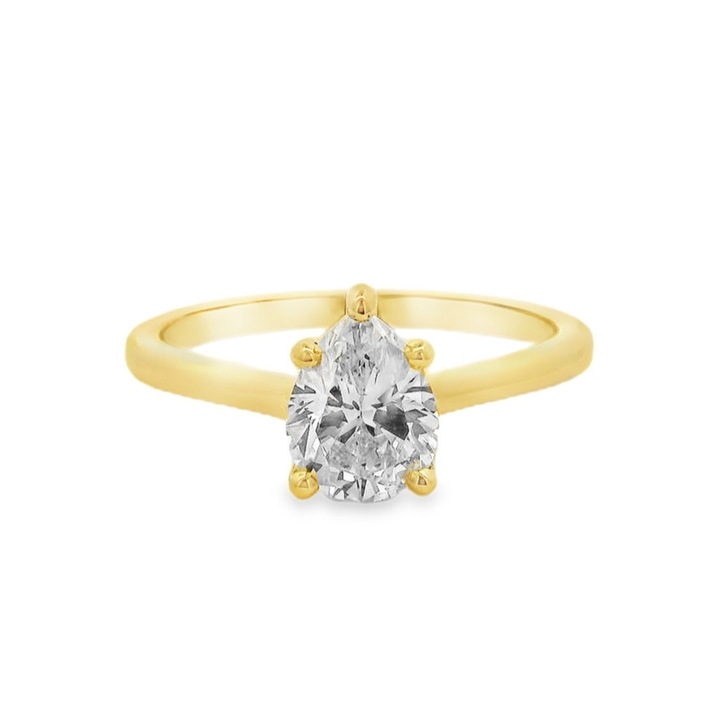 14K Yellow Gold 0.85 CTW Pear Shaped Diamond Engagement Ring