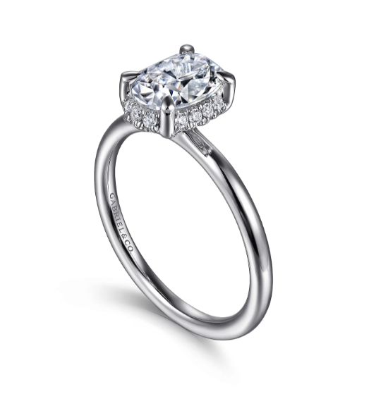 Women's 14K White Gold Hidden Halo 0.08 CTW Diamond Semi-Mount Engagement Ring