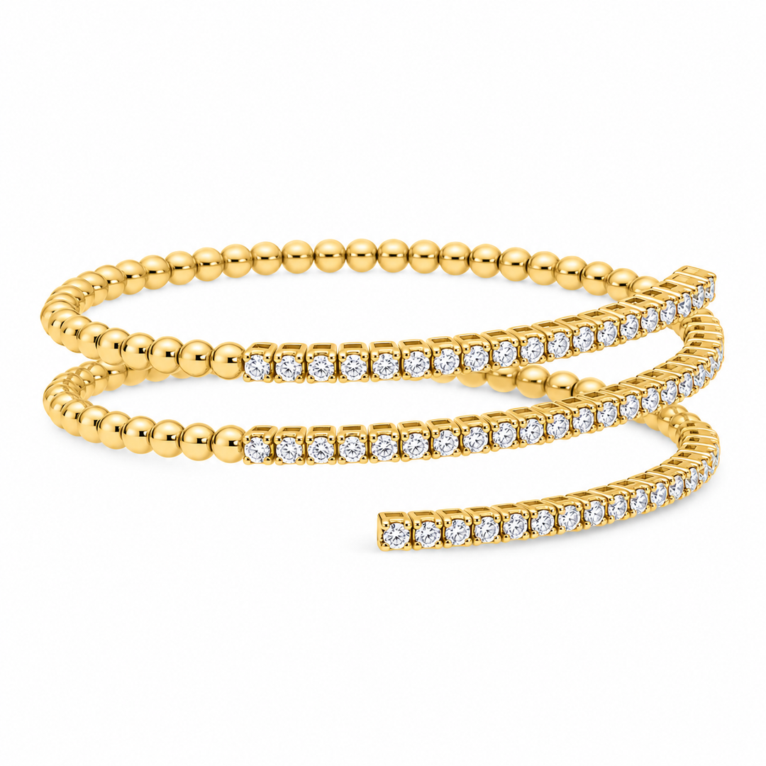 14K Yellow Gold 1.7 CTW Diamond Flex Three Row Bracelet