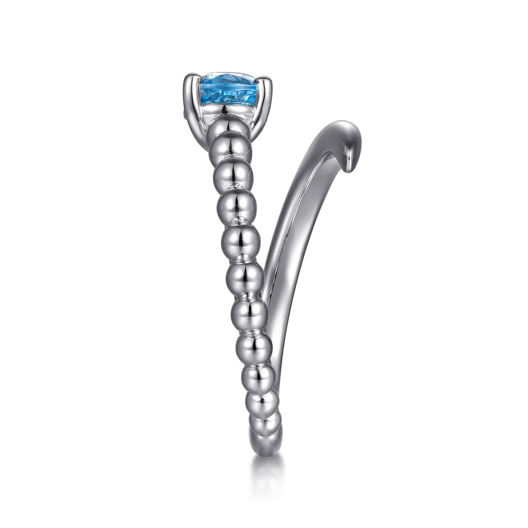 Sterling Silver  Gabriel & Co. Bypass Ring With Blue Topaz
