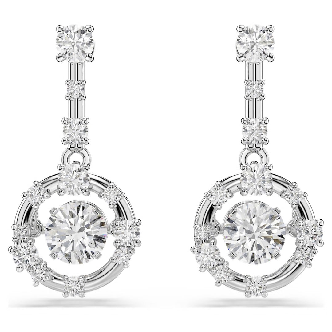 Swarovski Constella Rhodium Plated Drop Earrings With Clear Cubic Zirconia 5738194