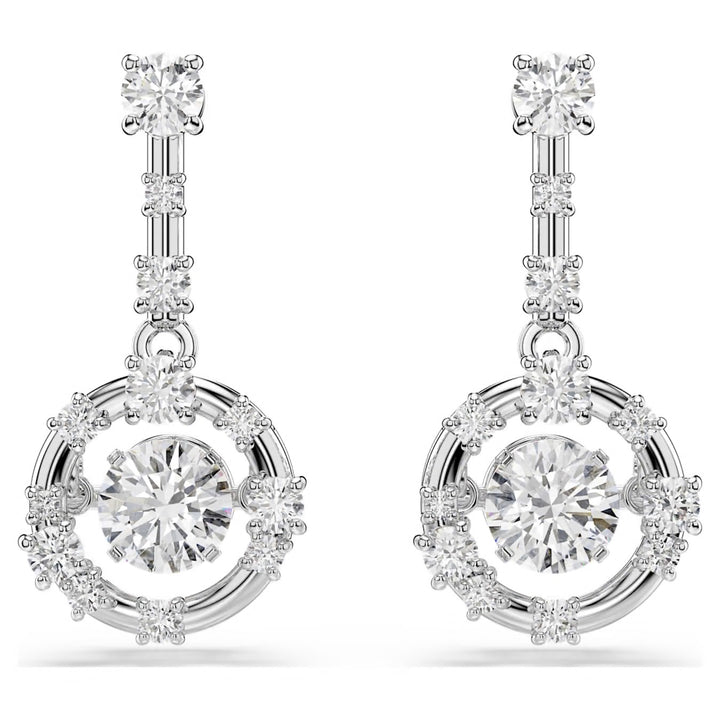 Swarovski Constella Rhodium Plated Drop Earrings With Clear Cubic Zirconia 5738194