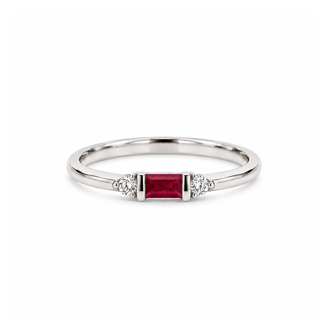 14K White Gold 0.21 CTW Ruby And 0.05 CTW Diamond Ring