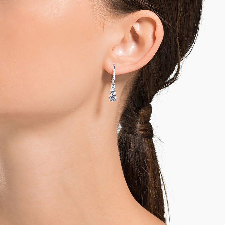 Swarovski Stilla Attract Rhodium Plated Drop Earrings With Clear Zirconia's 5416155