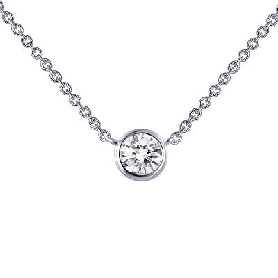 Lafonn Sterling Silver Round Cubic Zirconia Solitaire Necklace