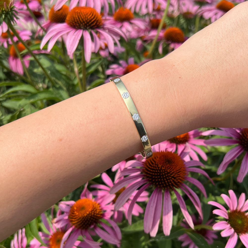 18K Yellow And White Gold 0.46 CTW Diamond Bangle Bracelet