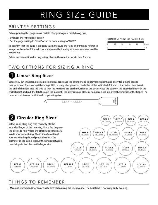 Ring Size Guide – J.H. Young Jewellers