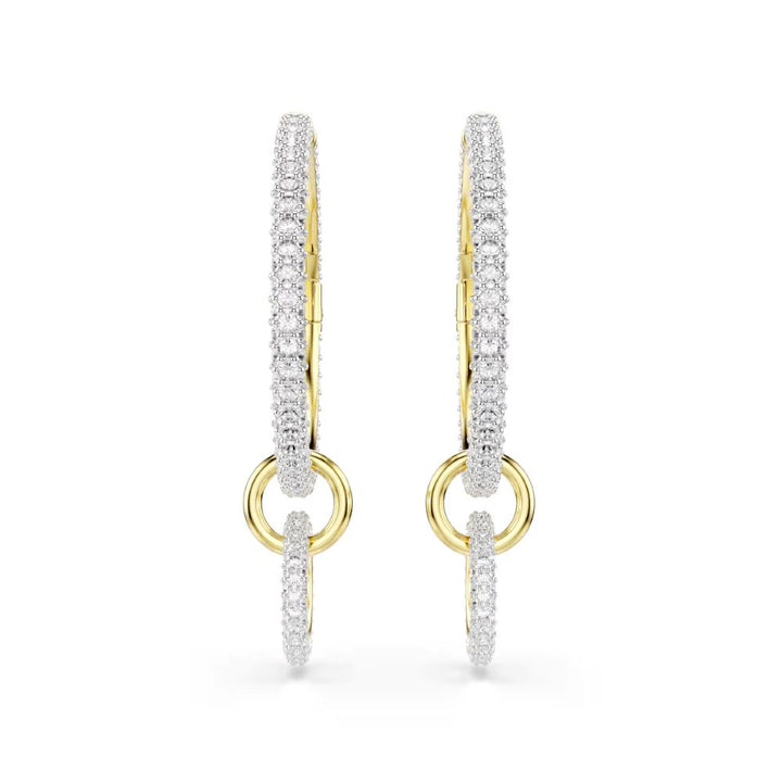 Swarovski Dextera Rhodium And Gold-Tone Plated Hoop/Drop Earrings With Clear Crystals